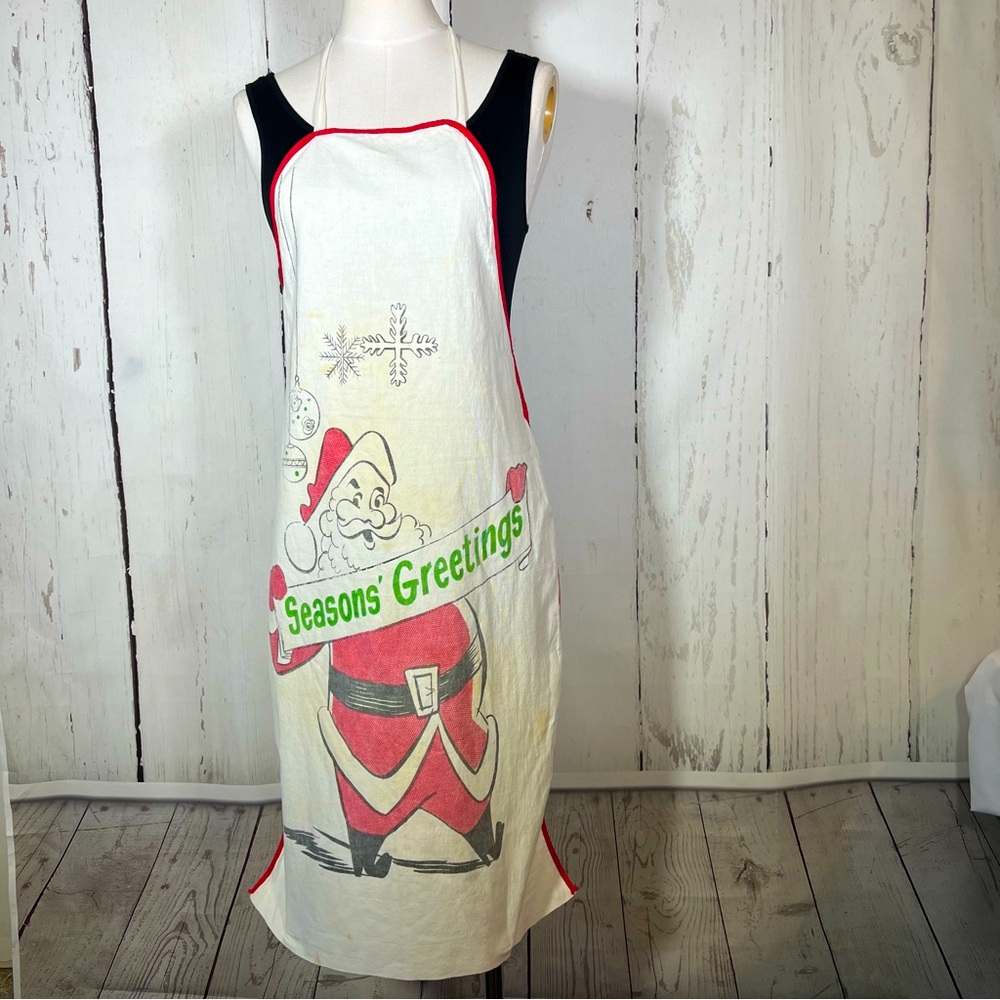 Vintage Parvin Creations Santa Claus Christmas Holiday Full Kitchen Apron Cook